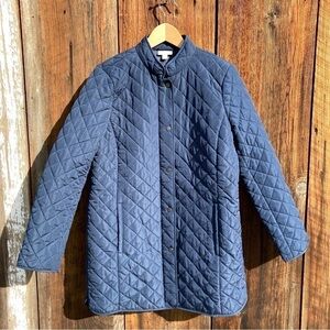 NWT J.Jill Navy Blue Diamond Quilted Jacket Size Small
